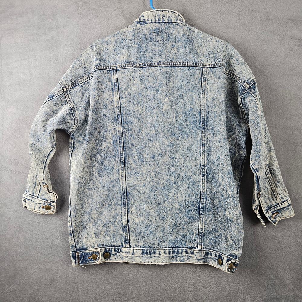Vintage 80s Acid Wash Denim Blue Jacket Grunge Retro The Clothing Academy Sz S - Picture 7 of 8